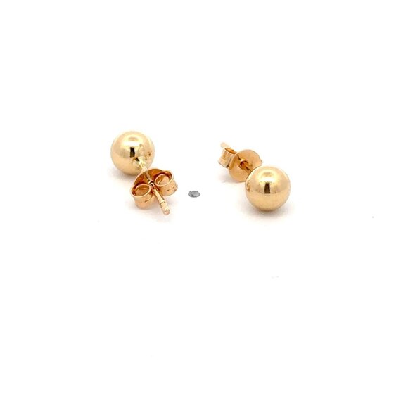 18K Gold Earrings Stud Balls Polished Small 1.55 grams - Picture 8 of 9